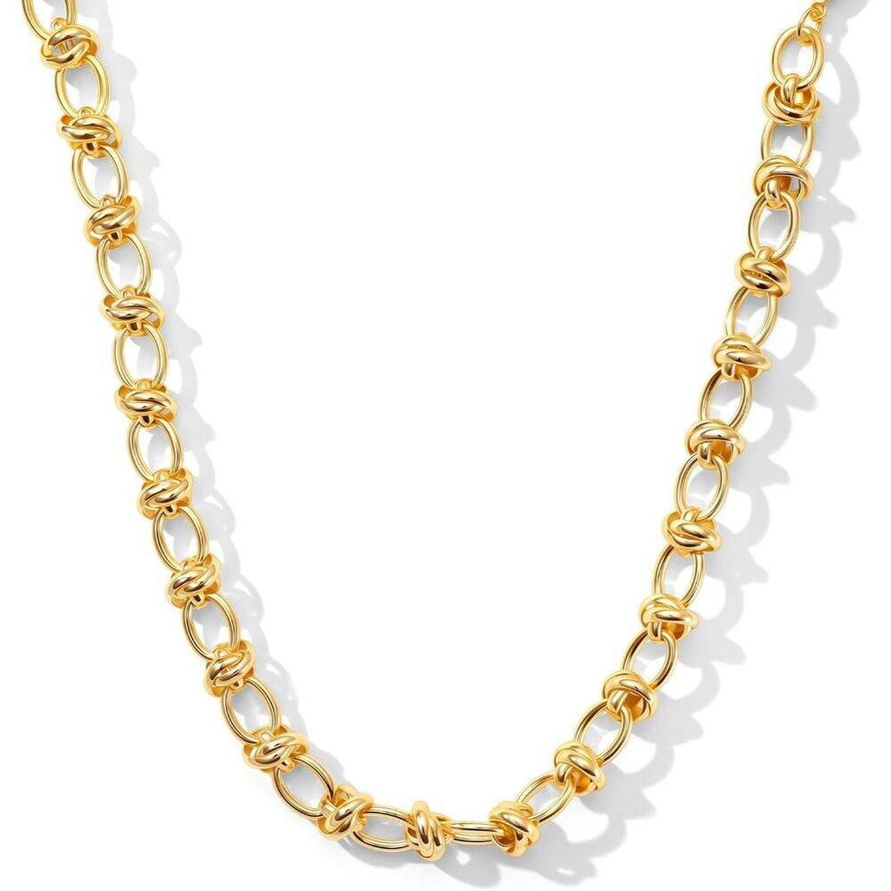 Women Gold 14K Gold Plated Chunky Link Adjustable Chain Choker Hip-Hop Necklace